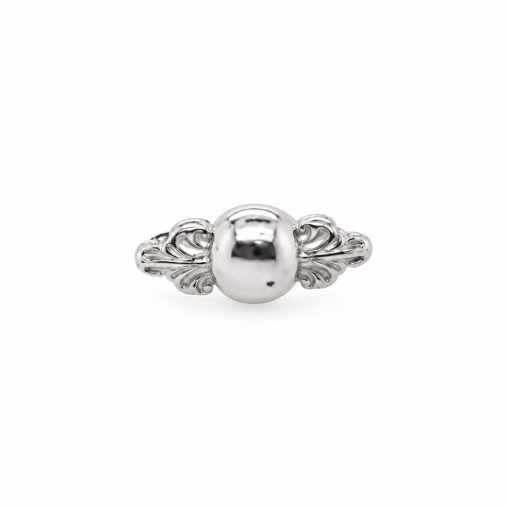 AuAdore Odette 2 Threadless End in polished 14k white gold on a white background.