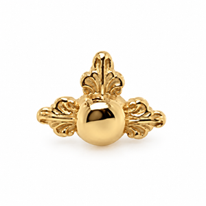 AuAdore Odette 3 Threadless End in polished 14k yellow gold on a white background.
