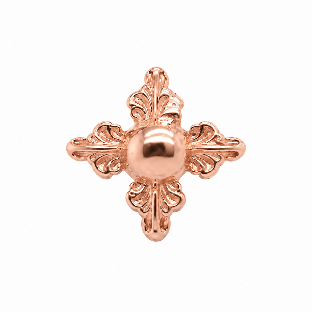 AuAdore Odette 4 Threadless End in polished 14k rose gold on a white background.