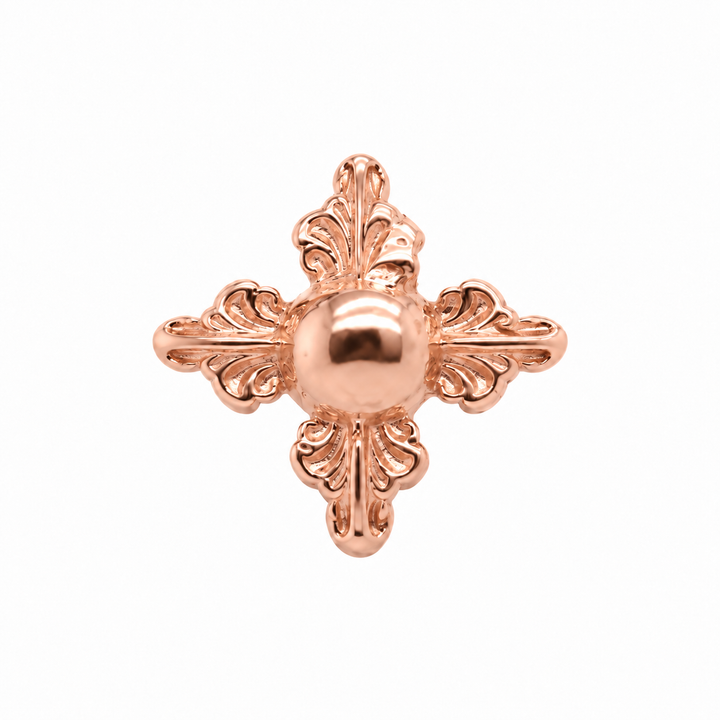 AuAdore Odette 4 Threadless End in polished 14k rose gold on a white background.