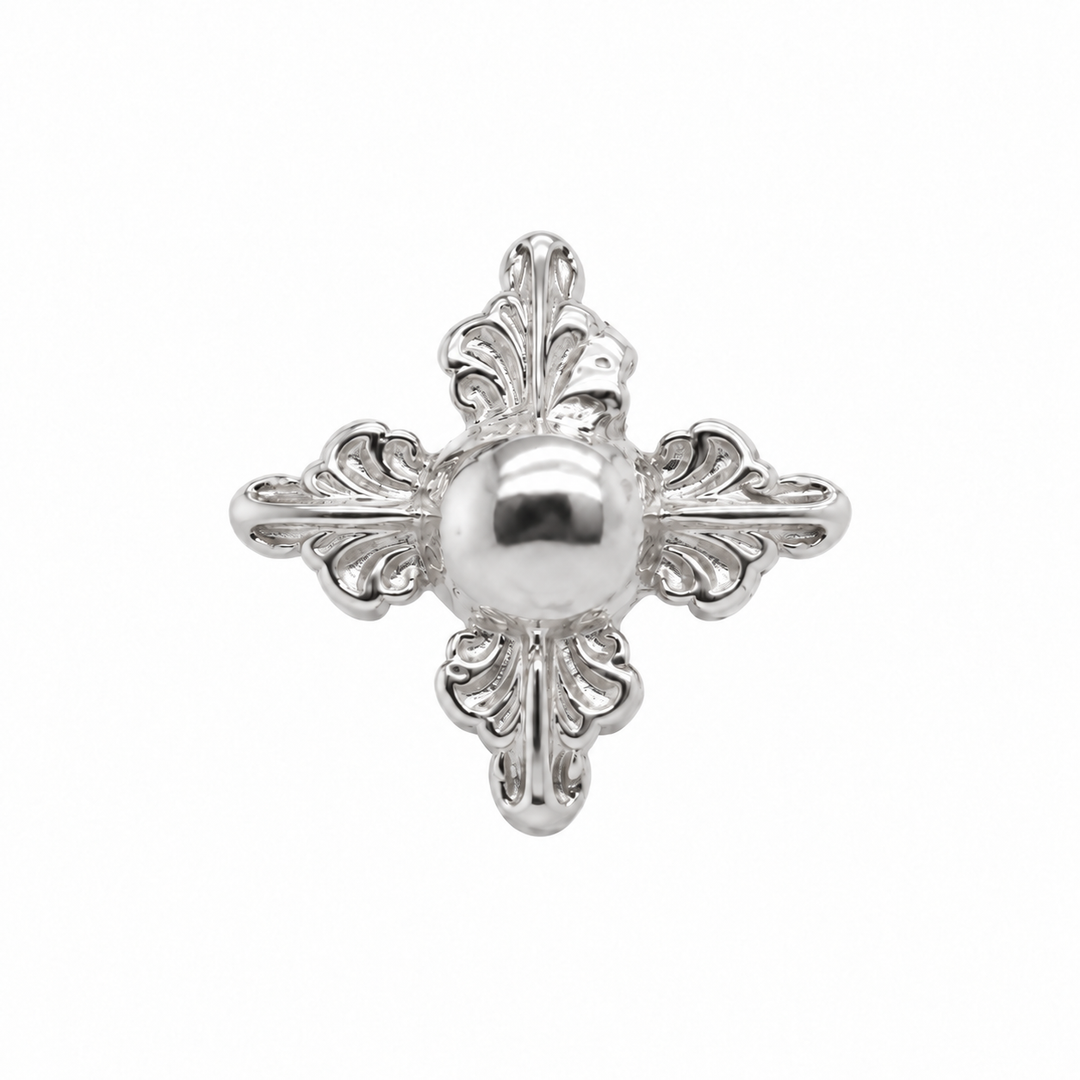 AuAdore Odette 4 Threadless End in polished 14k white gold on a white background.