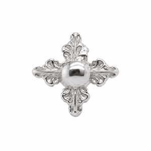 AuAdore Odette 4 Threadless End in polished 14k white gold on a white background.
