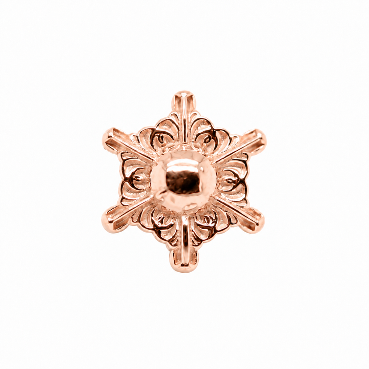 AuAdore Odette 6 Threadless End in polished 14k rose gold on a white background.