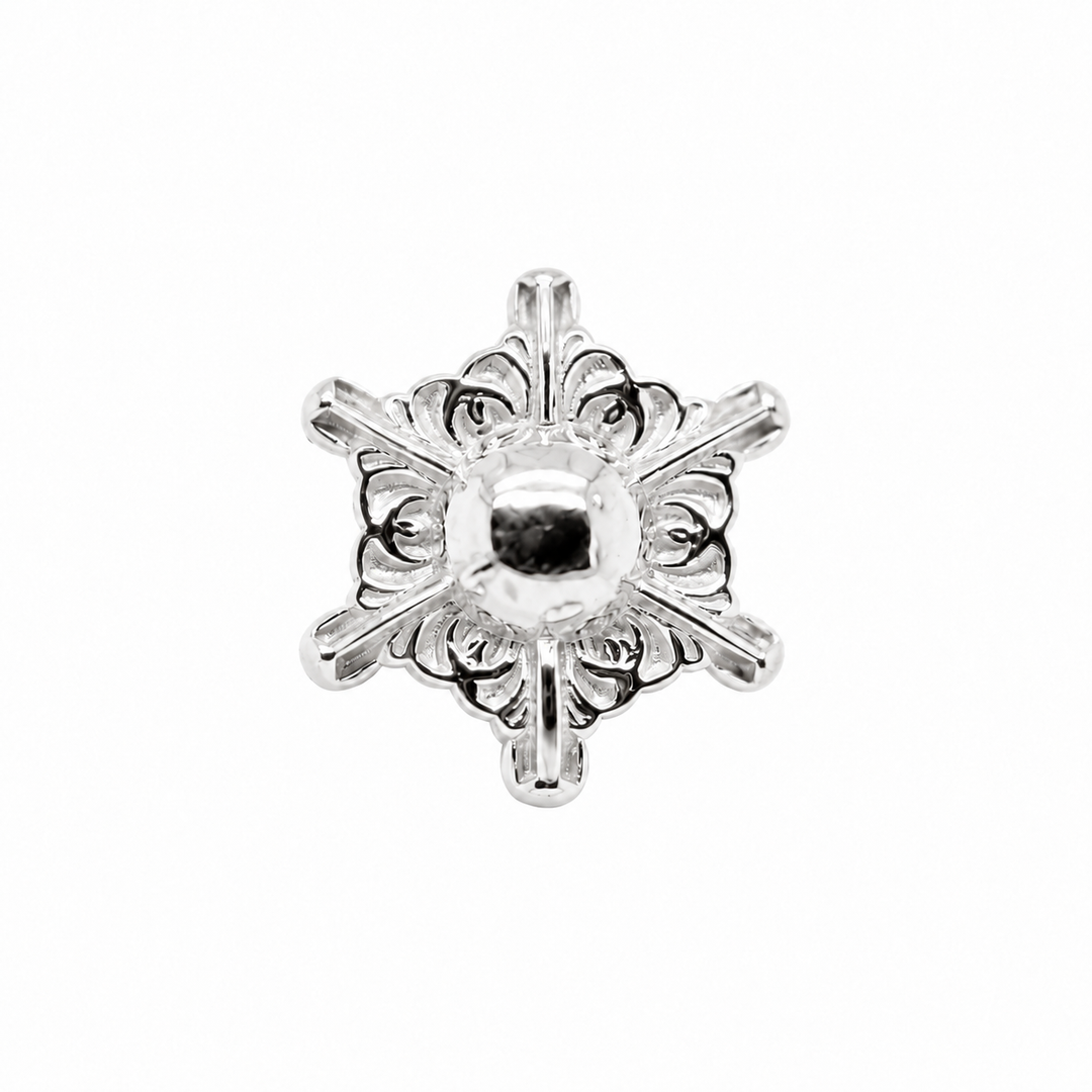 AuAdore Odette 6 Threadless End in polished 14k white gold on a white background.