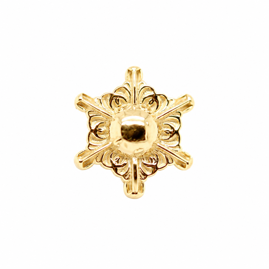 AuAdore Odette 6 Threadless End in polished 14k yellow gold on a white background.