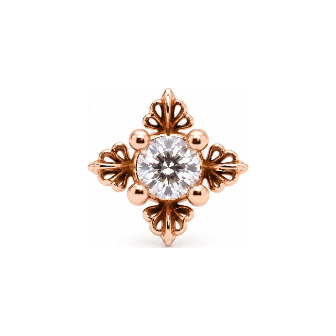 Ophelia CZ Threadless End 14k AuAdore — Rose Gold
