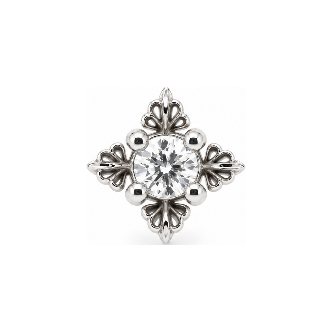 Ophelia CZ Threadless End 14k AuAdore — White Gold