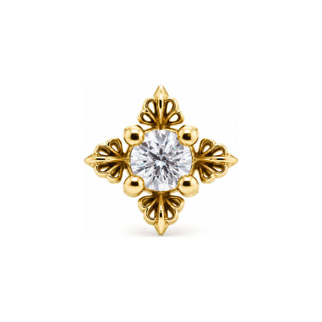 Ophelia CZ Threadless End 14k AuAdore — Yellow Gold