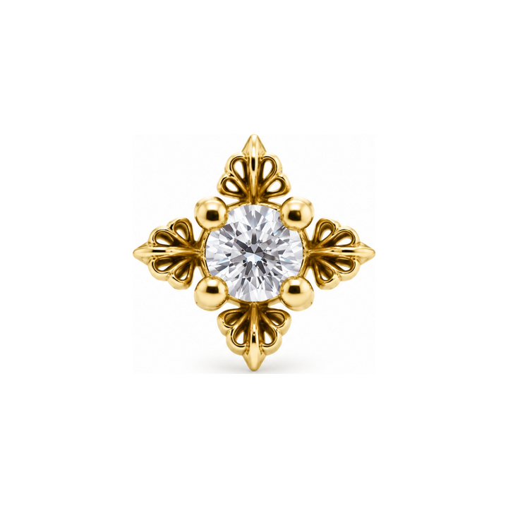 Ophelia CZ Threadless End 14k AuAdore — Yellow Gold