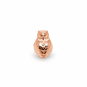 AuAdore Owl Threadless End in polished 14k rose gold on a white background.