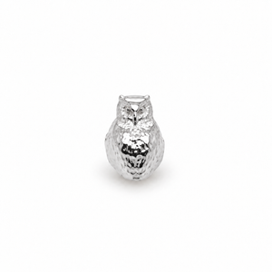 AuAdore Owl Threadless End in polished 14k white gold on a white background.