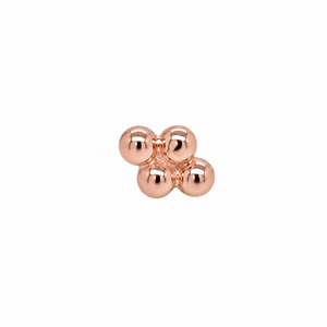AuAdore Quad Bead End in polished 14k rose gold on a white background.