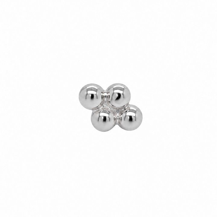 AuAdore Quad Bead End in polished 14k white gold on a white background.