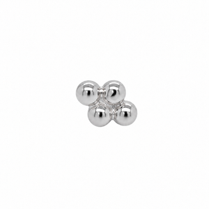 AuAdore Quad Bead End in polished 14k white gold on a white background.