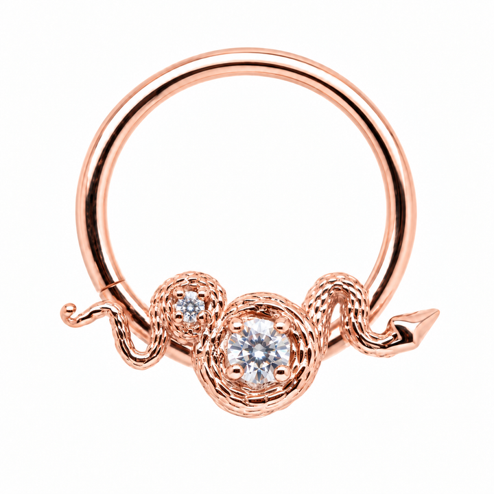 AuAdore Rebirth CZ 16g ring in 14k rose gold, front view