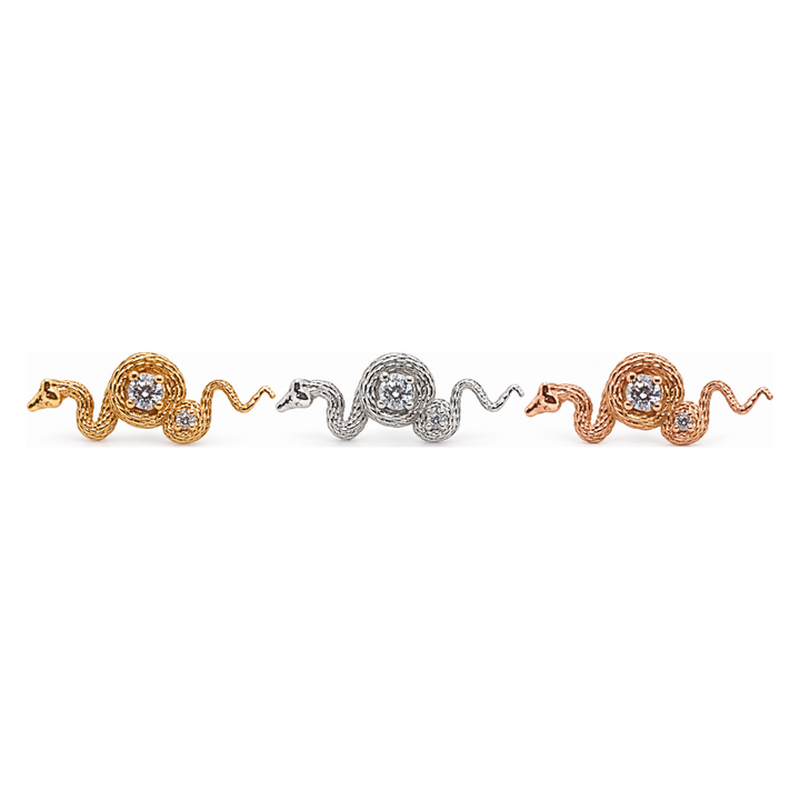 Rebirth Diamond Threadless End 14k AuAdore — Yellow, White, and Rose Gold comparison