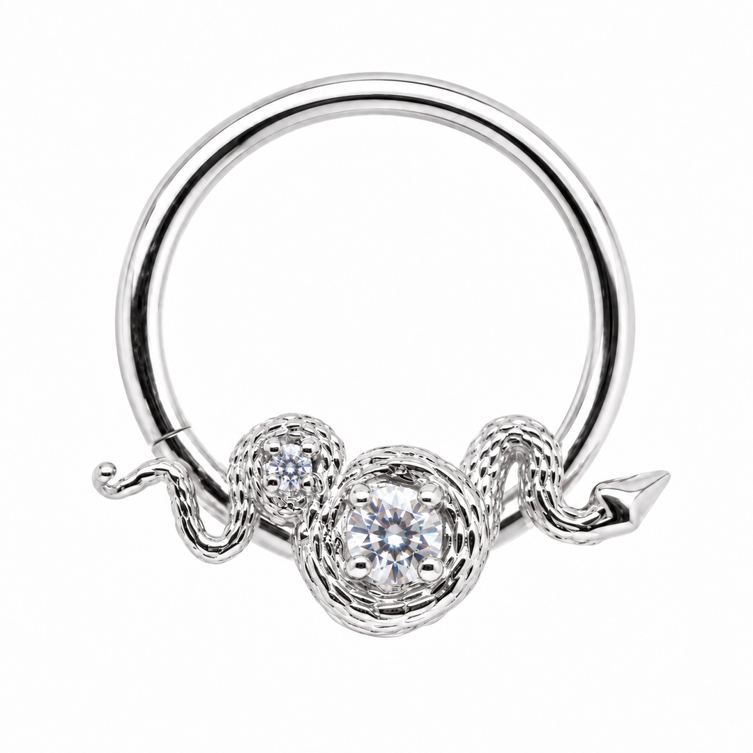 AuAdore Rebirth CZ 16g ring in 14k white gold, front view