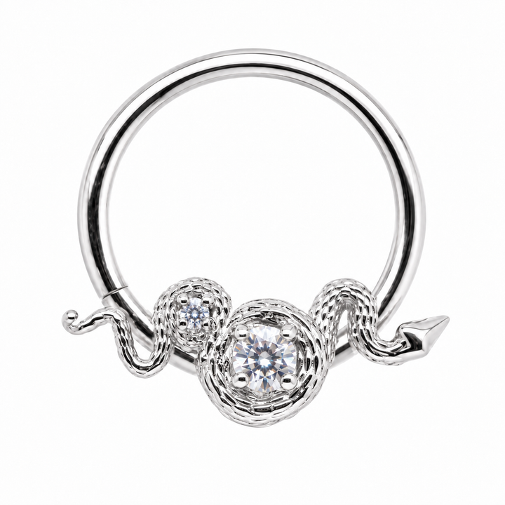 AuAdore Rebirth CZ 16g ring in 14k white gold, front view
