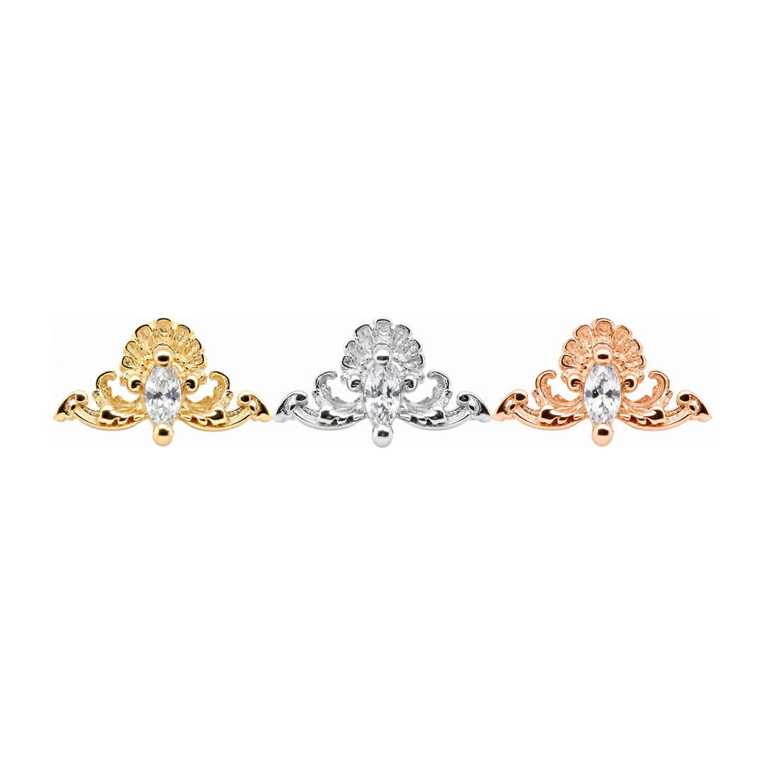 Resurrection Diamond Threadless End 14k AuAdore — Yellow, White, and Rose Gold comparison