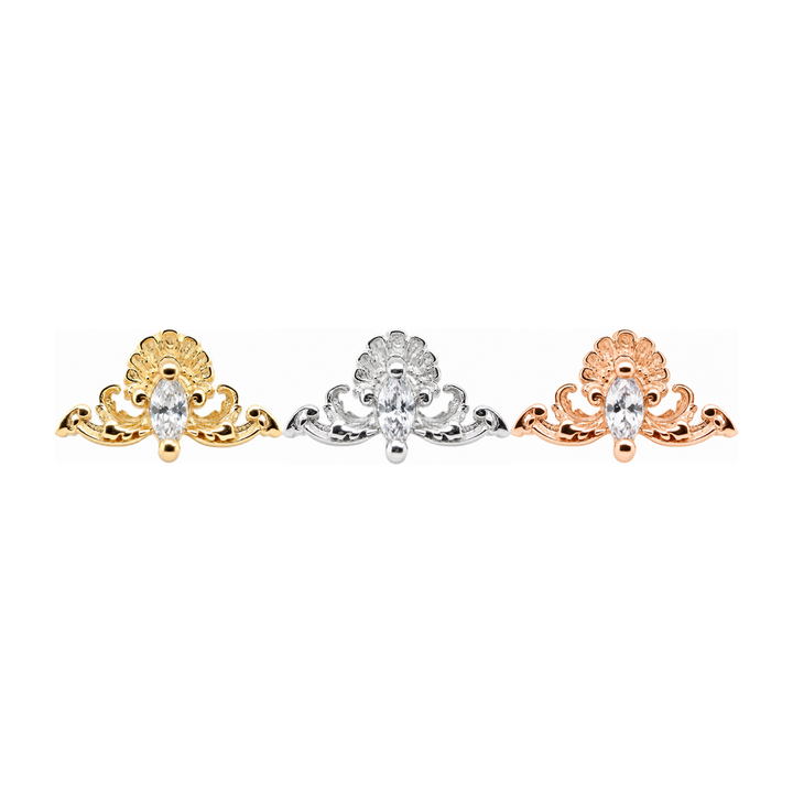 Resurrection Diamond Threadless End 14k AuAdore — Yellow, White, and Rose Gold comparison
