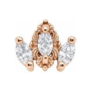 Rococo CZ Threadless End 14k AuAdore — Rose Gold
