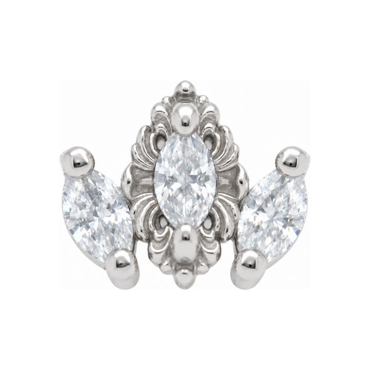 Rococo CZ Threadless End 14k AuAdore — White Gold