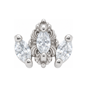 Rococo CZ Threadless End 14k AuAdore — White Gold
