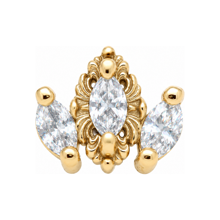Rococo CZ Threadless End 14k AuAdore — Yellow Gold