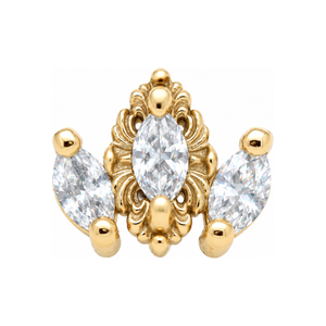 Rococo CZ Threadless End 14k AuAdore — Yellow Gold