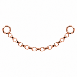 AuAdore Rolo Chain in polished 14k rose gold on a white background.