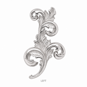 AuAdore Royal Curve Left Threaded End in polished 14k white gold on a white background.