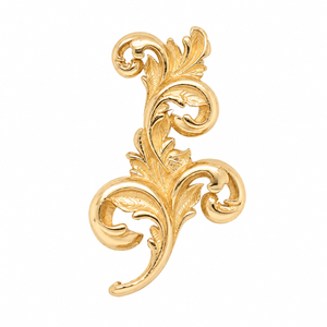 AuAdore Royal Curve Left Threaded End in polished 14k yellow gold on a white background.