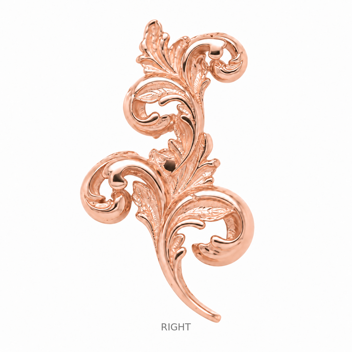 AuAdore Royal Curve Right Threaded End in polished 14k rose gold on a white background.