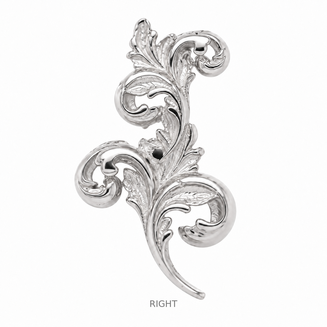 AuAdore Royal Curve Right Threaded End in polished 14k white gold on a white background.