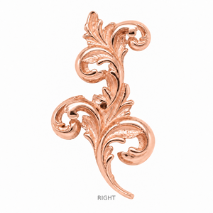 AuAdore Royal Curve Right Threadless End in polished 14k rose gold on a white background.