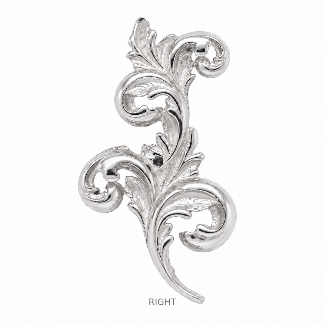 AuAdore Royal Curve Right Threadless End in polished 14k white gold on a white background.