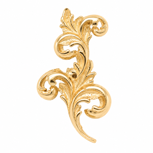 AuAdore Royal Curve Right Threadless End in polished 14k yellow gold on a white background.