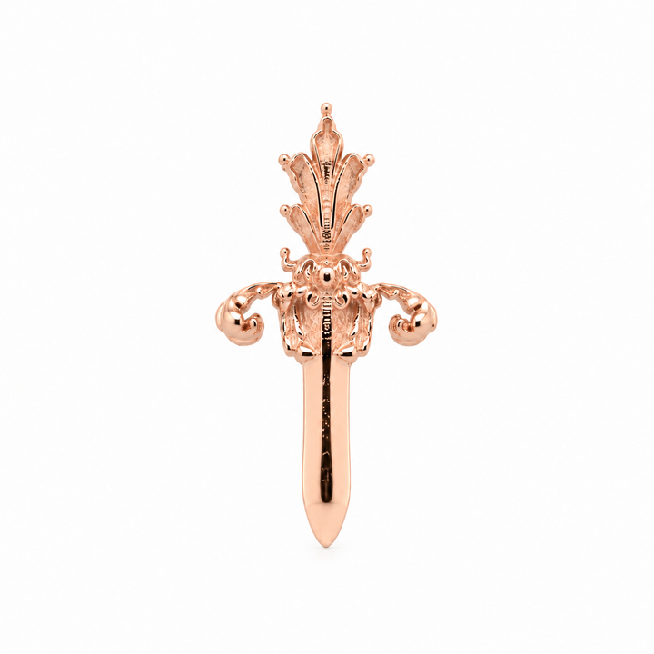 AuAdore Royal Dagger Threadless End in polished 14k rose gold on a white background.