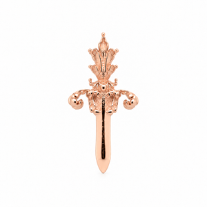 AuAdore Royal Dagger Threadless End in polished 14k rose gold on a white background.