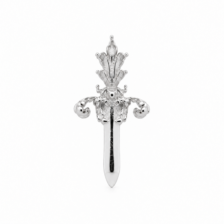 AuAdore Royal Dagger Threadless End in polished 14k white gold on a white background.
