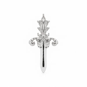 AuAdore Royal Dagger Threadless End in polished 14k white gold on a white background.