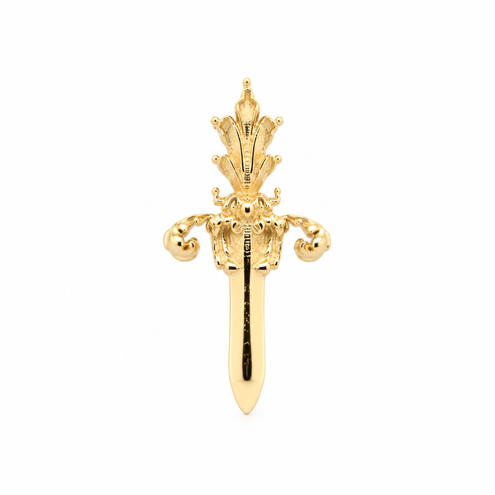 AuAdore Royal Dagger Threadless End in polished 14k yellow gold on a white background.