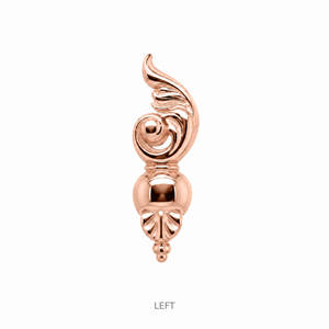AuAdore Sanctified Left Facing Threadless End in polished 14k rose gold on a white background.