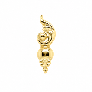 AuAdore Sanctified Left Facing Threadless End in polished 14k yellow gold on a white background.