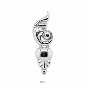 AuAdore Sanctified Right Facing Threadless End in polished 14k white gold on a white background.
