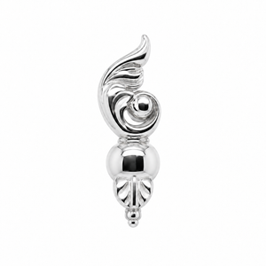 AuAdore Sanctified Right Facing Threadless End in polished 14k white gold on a white background.