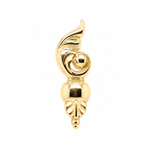 AuAdore Sanctified Right Facing Threadless End in polished 14k yellow gold on a white background.