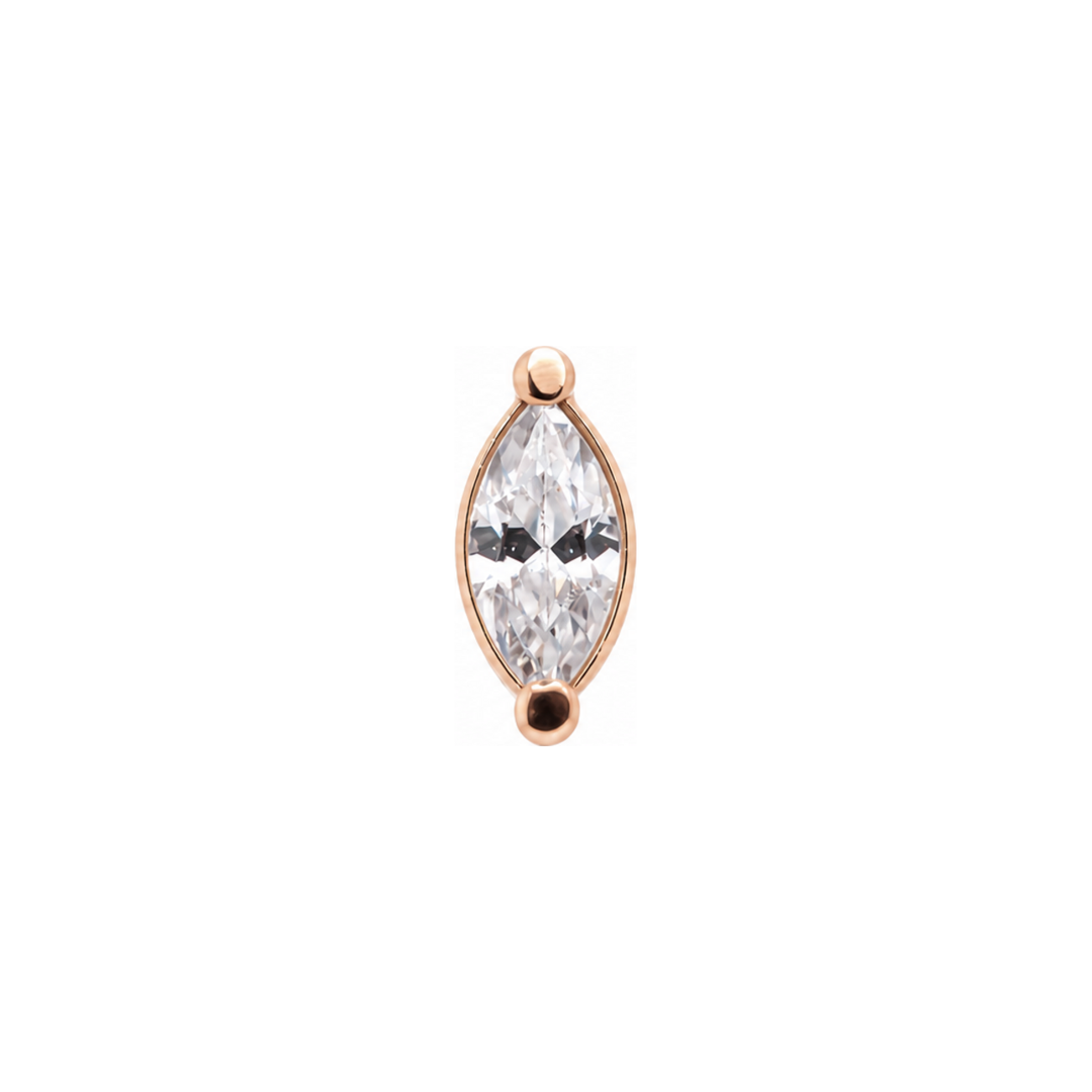 Single Marquise CZ Threadless End (T15) 14k AuAdore — Rose Gold