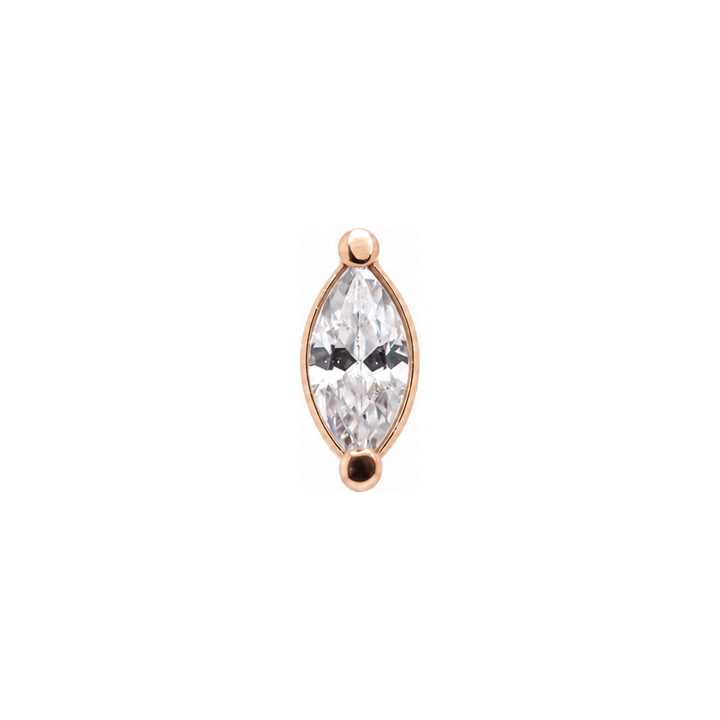Single Marquise CZ Threadless End (T15) 14k AuAdore — Rose Gold