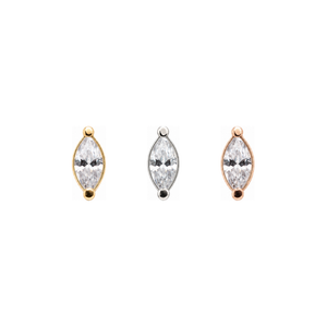 Single Marquise CZ Threadless End (T15) 14k AuAdore — Yellow, White, and Rose Gold comparison
